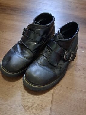 Size 13 Dr Marten Men's Black Leather Buckle Ankle Boots
